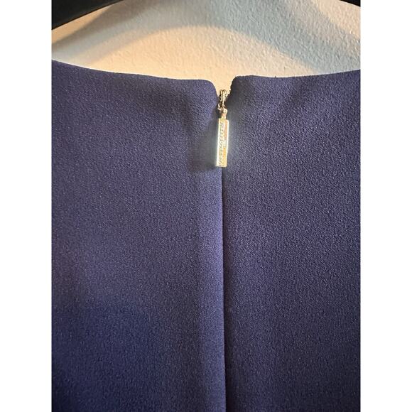 Karl Lagerfeld Paris Shift Dress Size 14 Pearl Scalloped Neck Size 14 Navy Blue - Picture 6 of 11